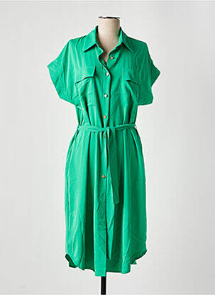 Robe mi-longue manches courtes manches courtes vert UNIKA femme