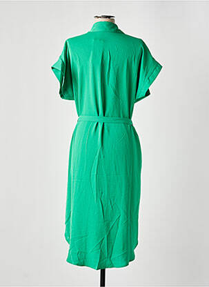 Robe mi-longue coupe fluide manches courtes vert UNIKA femme