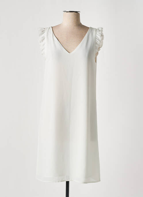 Robe mi-longue coupe fluide manches courtes blanc IT HIPPIE femme