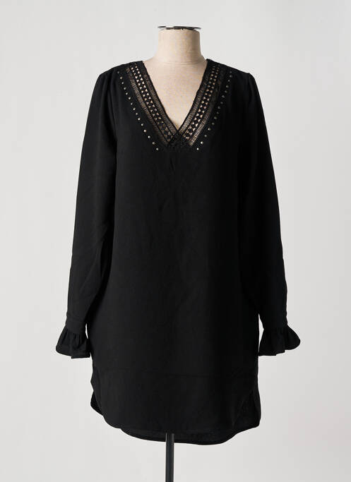 Robe courte manches longues manches longues noir KAPORAL femme