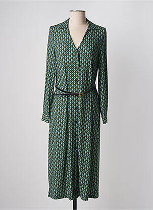 Robe mi-longue manches longues manches longues vert SEE THE MOON femme