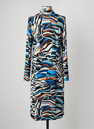 Robe mi-longue manches longues manches longues bleu SEE THE MOON femme
