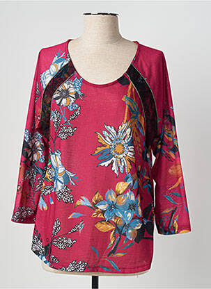 Top tissage jersey manches 3/4 rose JULIE GUERLANDE femme