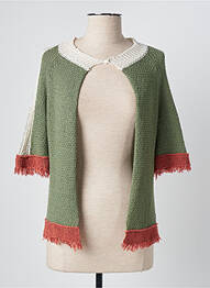 Gilet manches courtes fermeture boutonnée sur le devant vert SEE THE MOON femme