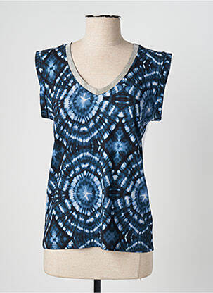T-shirt col v manches courtes bleu SEE THE MOON femme