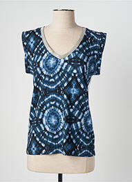 T-shirt col v manches courtes bleu SEE THE MOON femme