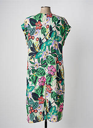 Robe mi-longue imprimé fleurs manches courtes vert MAE MAHE femme