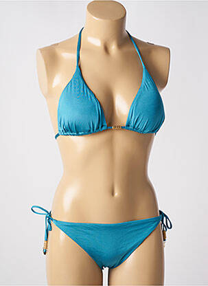 Maillot de bain 2 pièces stretch haut triangles bleu BANANA MOON femme
