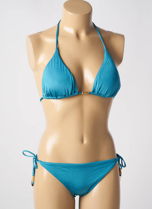 Maillot de bain 2 pièces stretch haut triangles bleu BANANA MOON femme