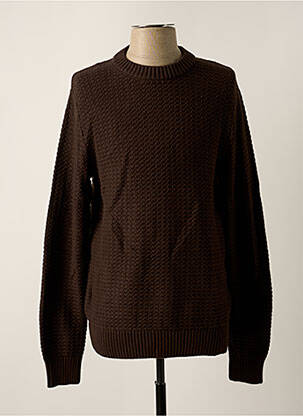 Pull col rond manches longues marron SELECTED homme
