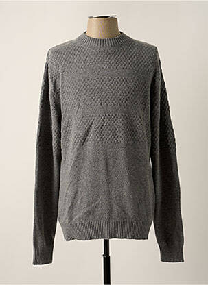 Pull tissage chiné manches longues gris SELECTED homme