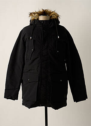 Parka poignets bords-côtes a capuche noir JACK & JONES homme