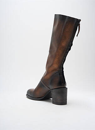 Bottes tissage satiné talon de 4 à 6cm marron METAL JEAN'S femme