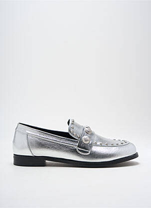Mocassins matière lisse talon plat jusqu'à 3cm argent NOA HARMON femme
