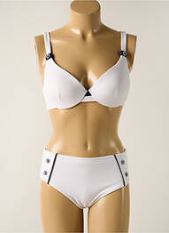 Maillot de bain 2 pièces stretch haut soutien-gorge moulé blanc YSABEL MORA femme