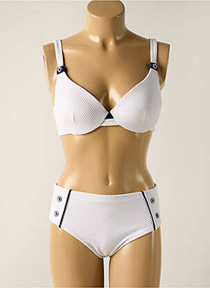 Maillot de bain 2 pièces stretch haut soutien-gorge moulé blanc YSABEL MORA femme