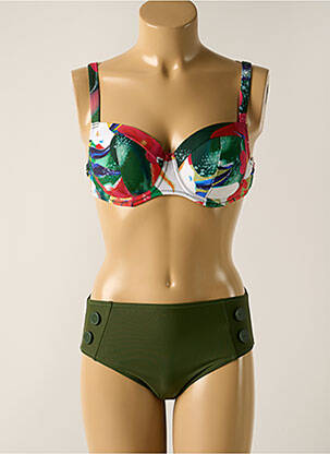 Maillot de bain 2 pièces stretch haut soutien-gorge moulé vert YSABEL MORA femme