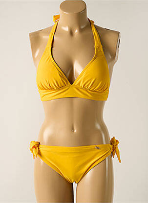 Maillot de bain 2 pièces stretch haut soutien-gorge avec mousse de rembourrage amovible jaune LPB femme