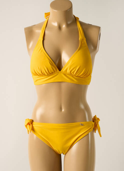 Maillot de bain 2 pièces stretch haut soutien-gorge avec mousse de rembourrage amovible jaune LPB femme