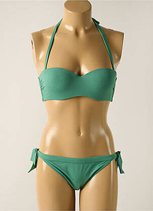 Maillot de bain 2 pièces stretch haut bandeau vert KIWI femme