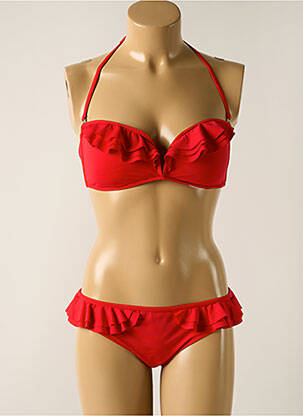 Maillot de bain 2 pièces stretch haut bandeau rouge PRINCESS K femme