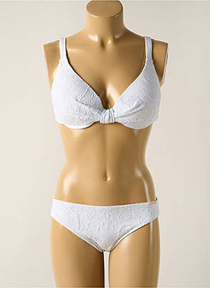 Maillot de bain 2 pièces stretch haut soutien-gorge moulé blanc YSABEL MORA femme