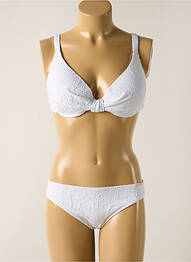 Maillot de bain 2 pièces stretch haut soutien-gorge moulé blanc YSABEL MORA femme