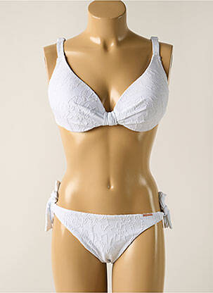 Maillot de bain 2 pièces stretch haut soutien-gorge moulé blanc YSABEL MORA femme