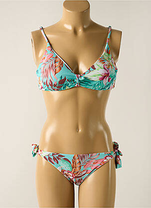 Maillot de bain 2 pièces stretch haut soutien-gorge avec mousse de rembourrage amovible bleu YSABEL MORA femme