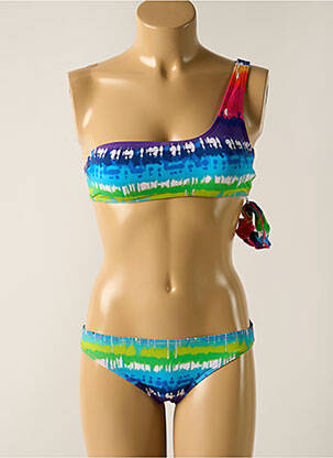 Maillot de bain 2 pièces effet matière satinée bleu DAG ADOM fille