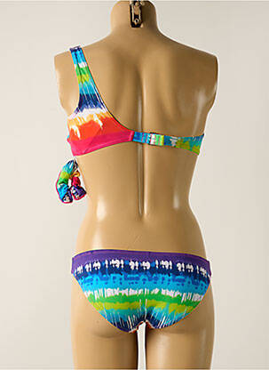 Maillot de bain 2 pièces effet matière satinée bleu DAG ADOM fille