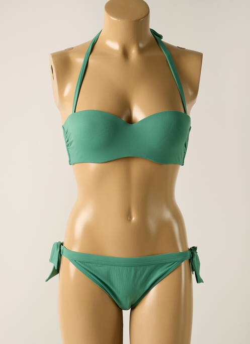 Maillot de bain 2 pièces stretch haut bandeau vert KIWI femme