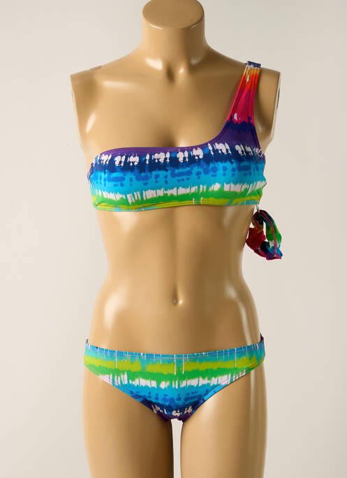 Maillot de bain 2 pièces effet matière satinée bleu DAG ADOM fille