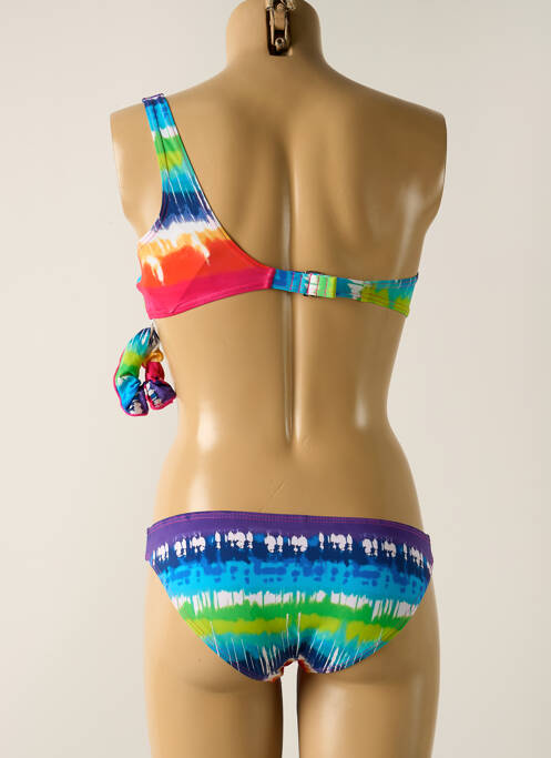 Maillot de bain 2 pièces effet matière satinée bleu DAG ADOM fille