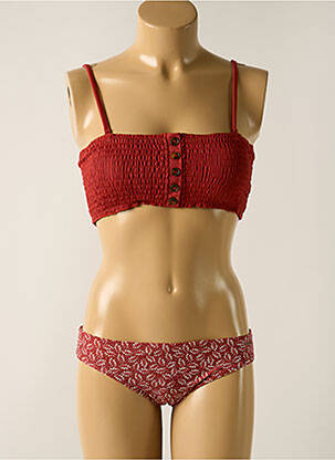 Maillot de bain 2 pièces stretch haut bandeau rouge PROTEST femme