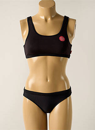 Maillot de bain 2 pièces effet matière satinée noir SEAFOLLY fille