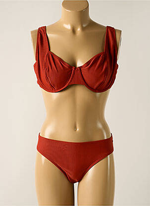 Maillot de bain 2 pièces stretch haut soutien-gorge emboitant orange PROTEST femme