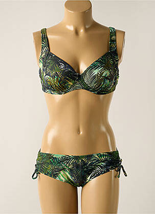 Maillot de bain 2 pièces stretch haut soutien-gorge emboitant vert OLYMPIA femme