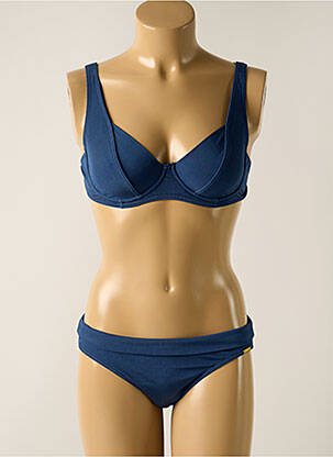 Maillot de bain 2 pièces stretch haut soutien-gorge emboitant bleu MISS CARAÏBES femme