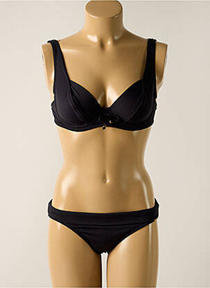 Maillot de bain 2 pièces stretch haut soutien-gorge emboitant noir MISS CARAÏBES femme