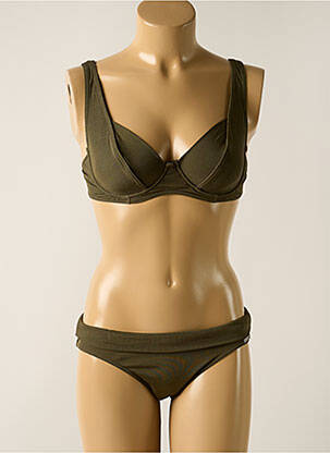 Maillot de bain 2 pièces stretch haut soutien-gorge emboitant vert MISS CARAÏBES femme