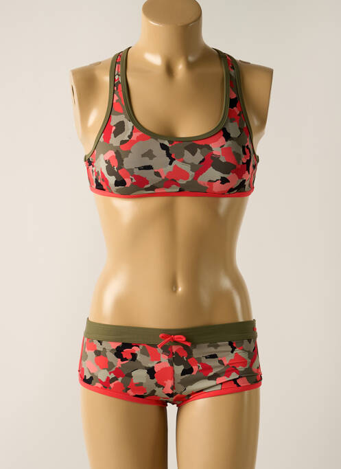 Maillot de bain 2 pièces effet matière satinée vert PROTEST fille