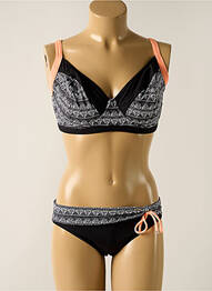 Maillot de bain 2 pièces stretch haut soutien-gorge emboitant noir SUN PLAYA femme