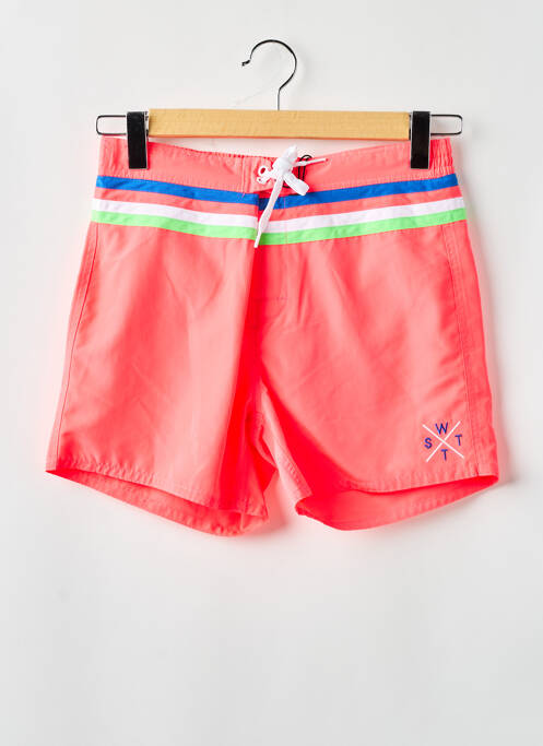 Short de bain effet matière satinée rose WATTS homme