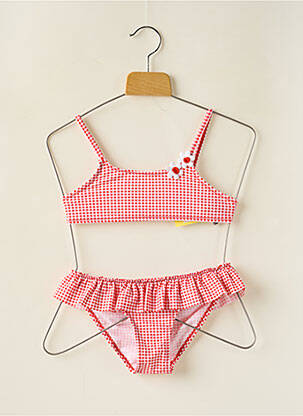 Maillot de bain 2 pièces effet matière satinée rouge YSABEL MORA fille