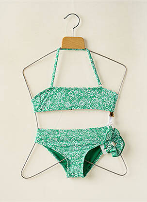 Maillot de bain 2 pièces effet matière satinée vert DAG ADOM fille