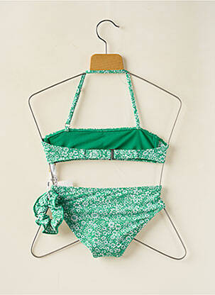 Maillot de bain 2 pièces effet matière satinée vert DAG ADOM fille