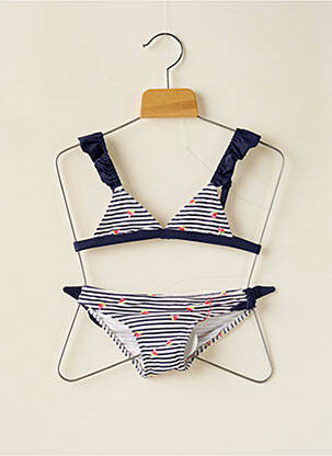 Maillot de bain 2 pièces imprimé rayures bleu BORABORA fille