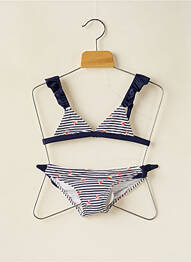 Maillot de bain 2 pièces effet matière satinée bleu BORABORA fille