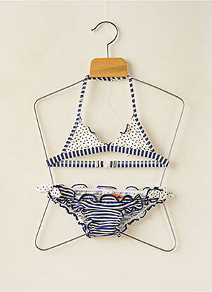 Maillot de bain 2 pièces imprimé rayures bleu BORABORA fille